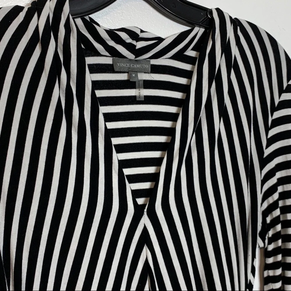 EUC Vince Camuto Black and White‎ Striped Shirt - Picture 3 of 6